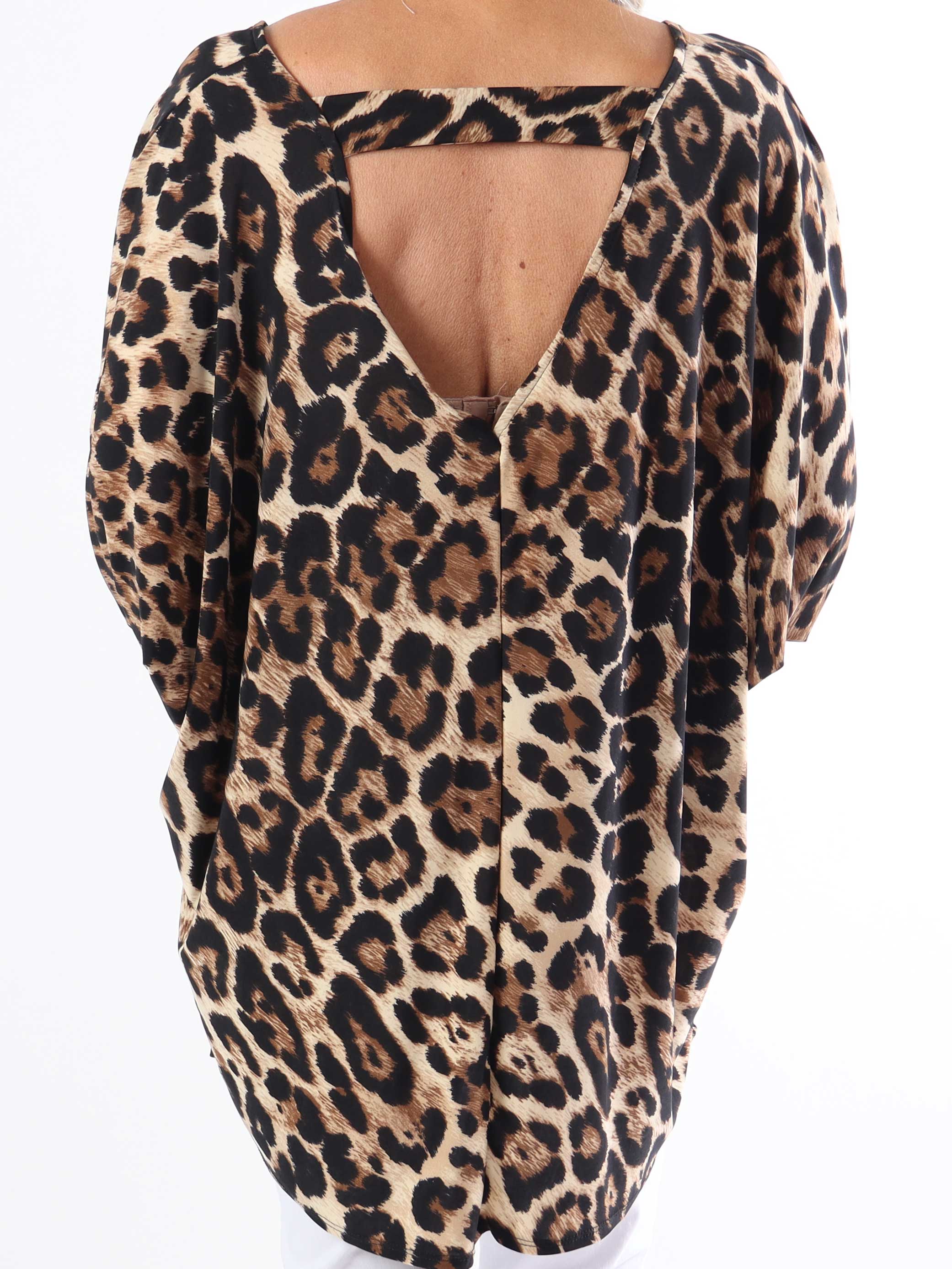 Augustine - Plus size bluse i elastisk stof med flagermusærmer